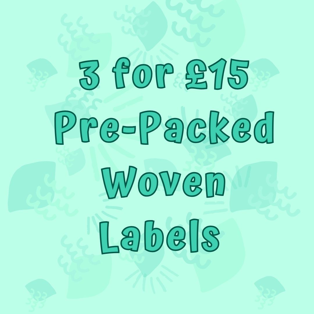 3 for £15 Pre-Packed Woven Labels