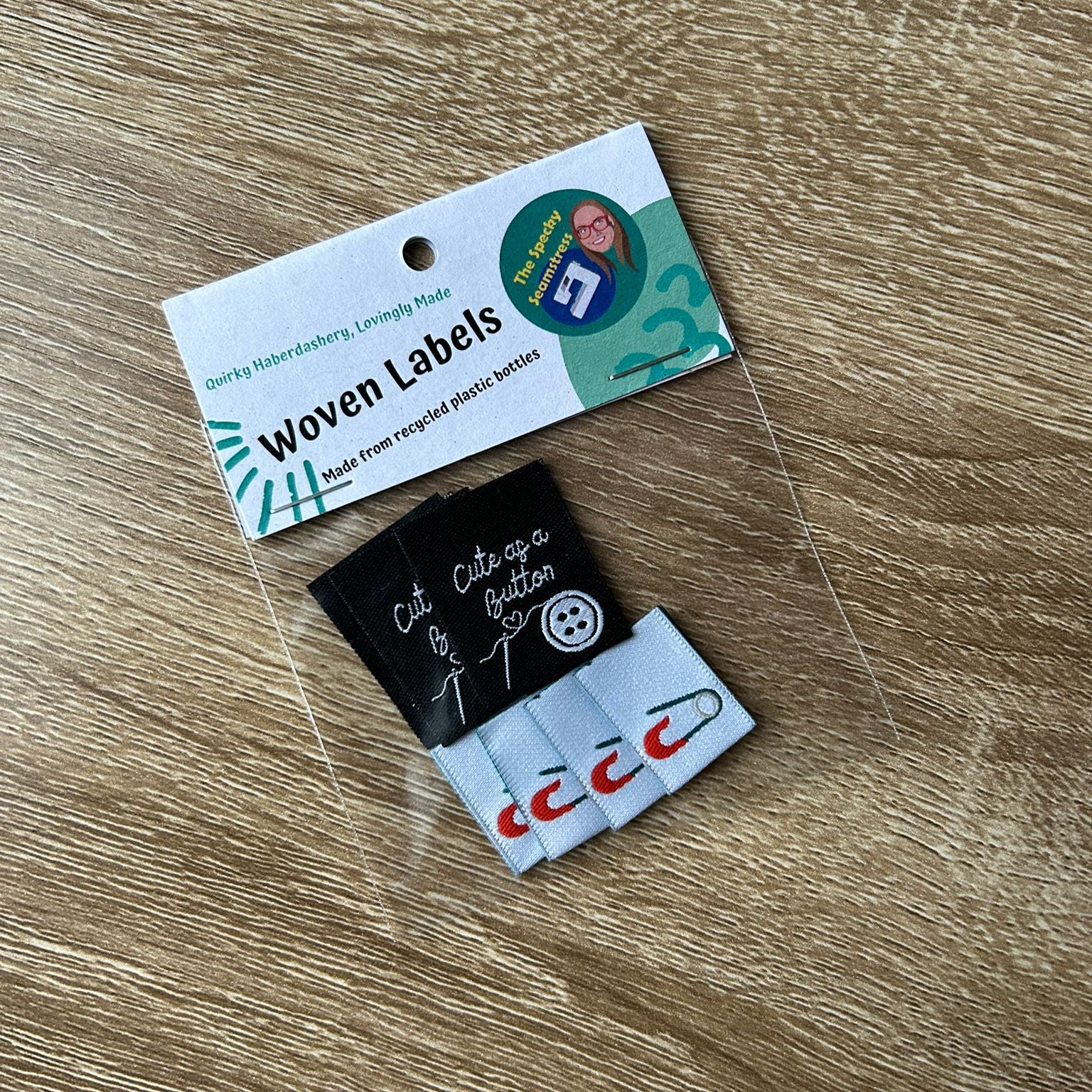 Cute As A Button and Mini Safety Pin - TLC Month 9 Mixed Woven Labels image 0