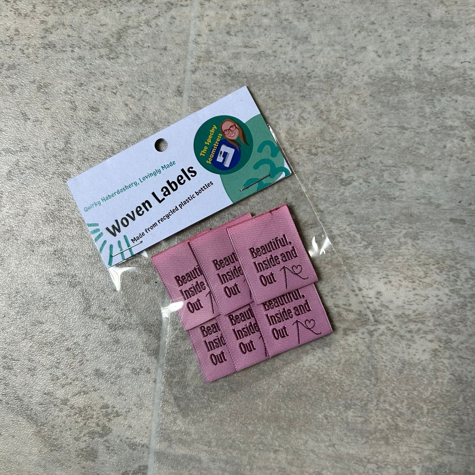 Beautiful, Inside and Out - 6 Large Folded Woven Labels image 0