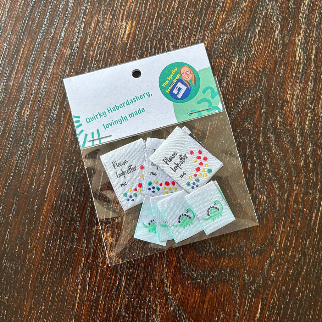 Please Look After Me and Mini Dinos - TLC Month 2 Mixed Woven Labels image 0