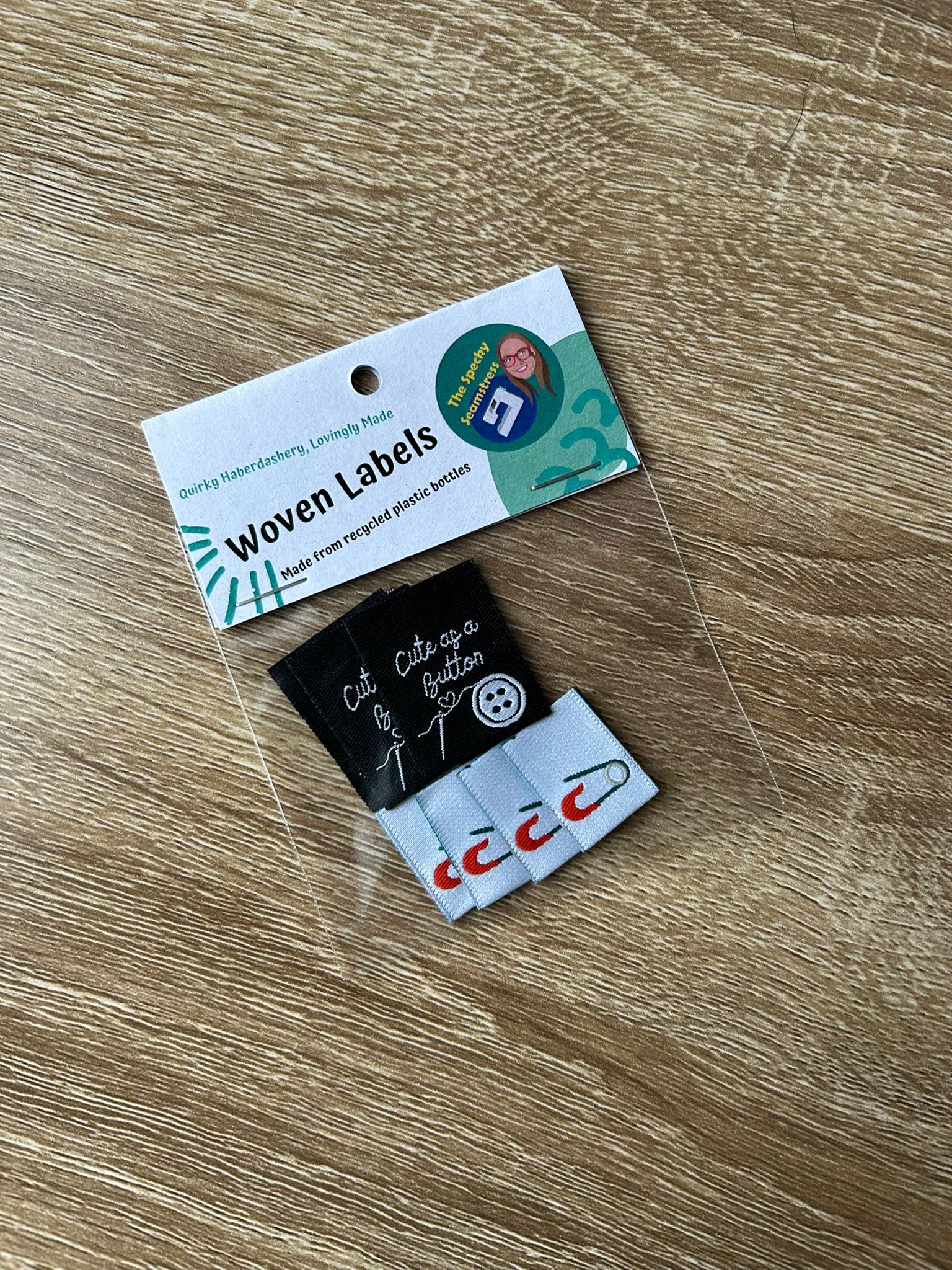 Cute As A Button- 6 Large Folded Woven Labels image 2