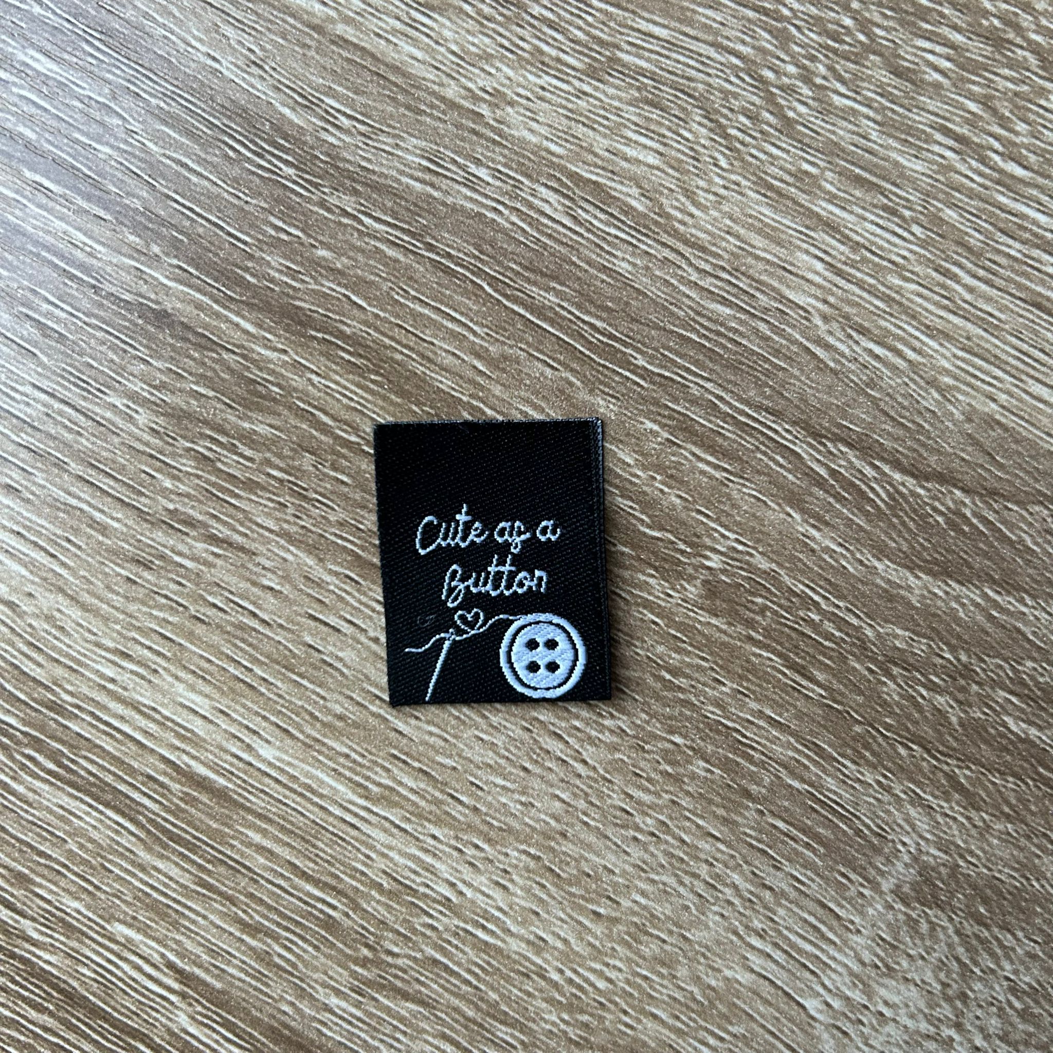 Cute As A Button- 6 Large Folded Woven Labels image 1