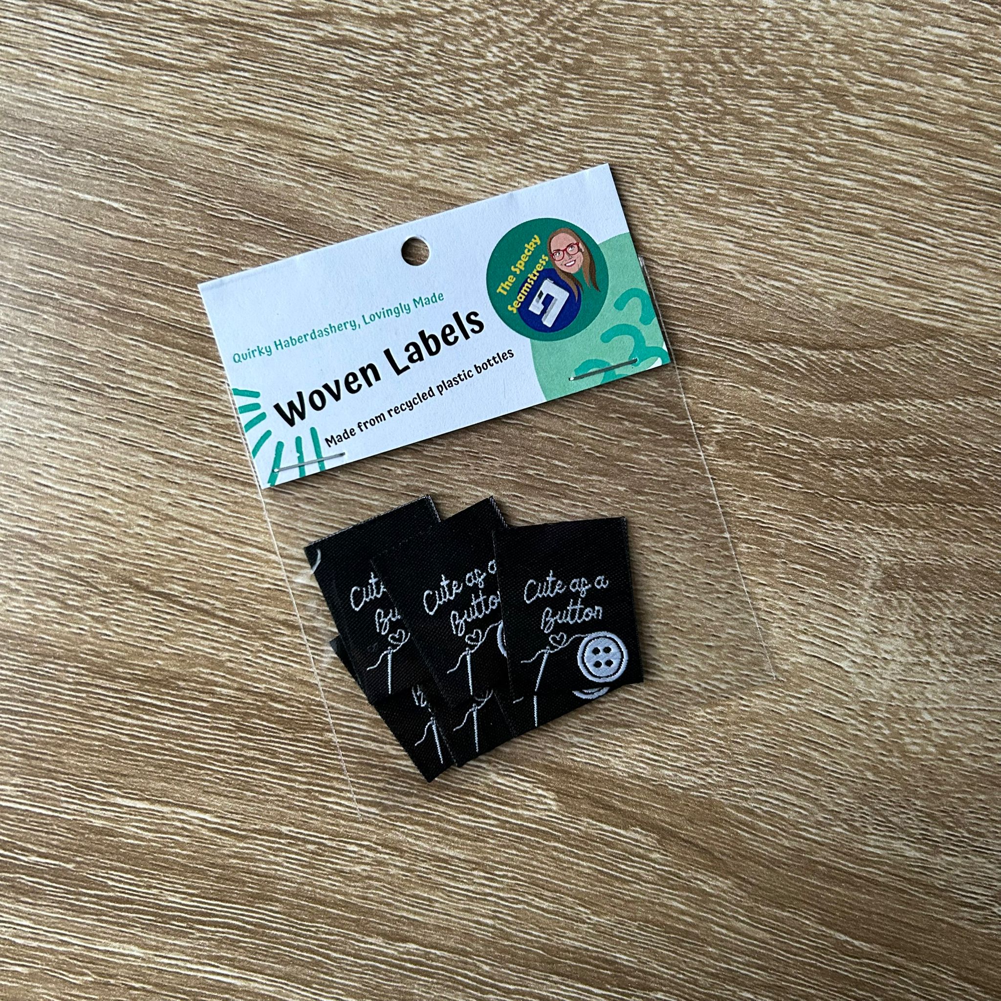 Cute As A Button- 6 Large Folded Woven Labels image 0