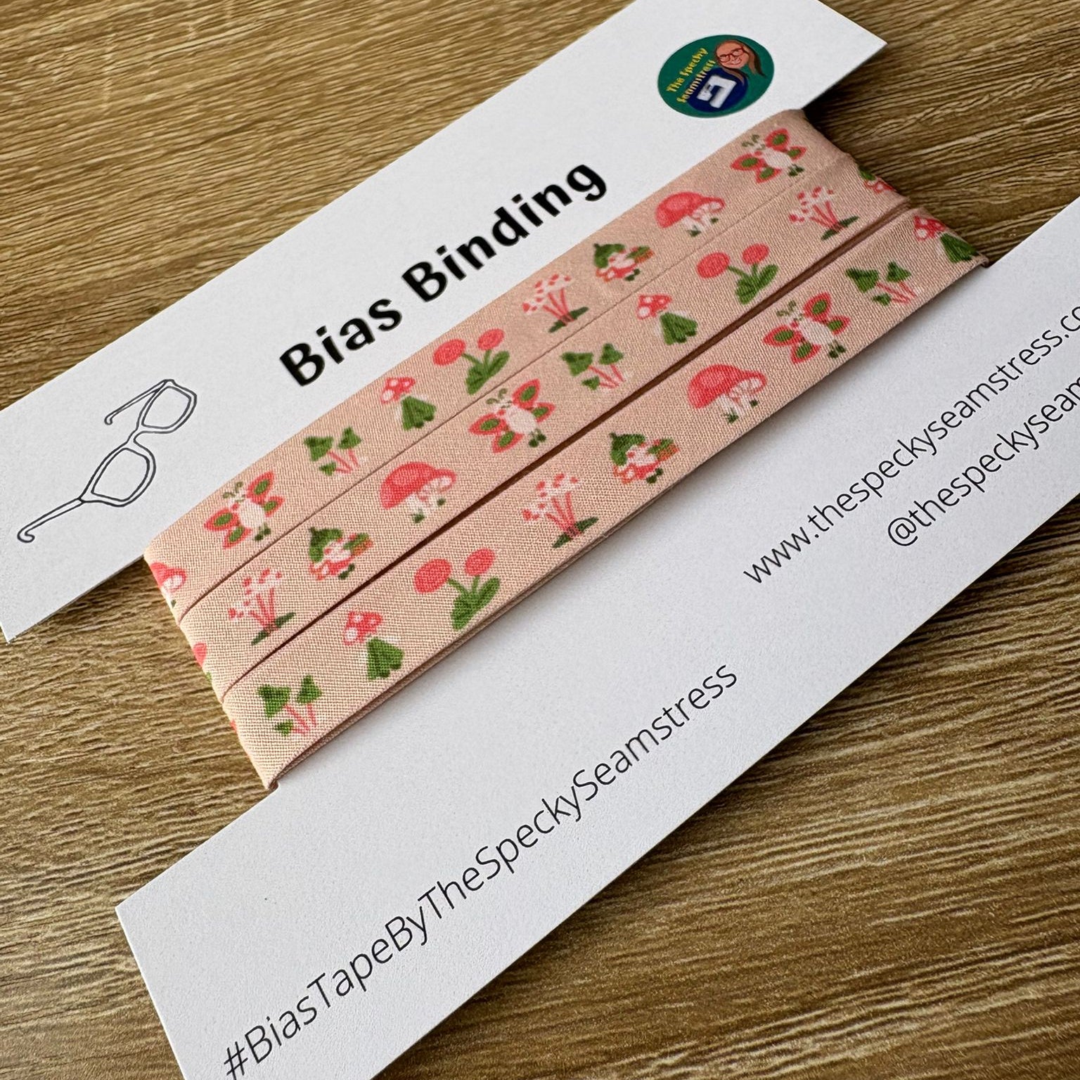 Fairy bias binding on a branded label with 'Bias Binding' text.