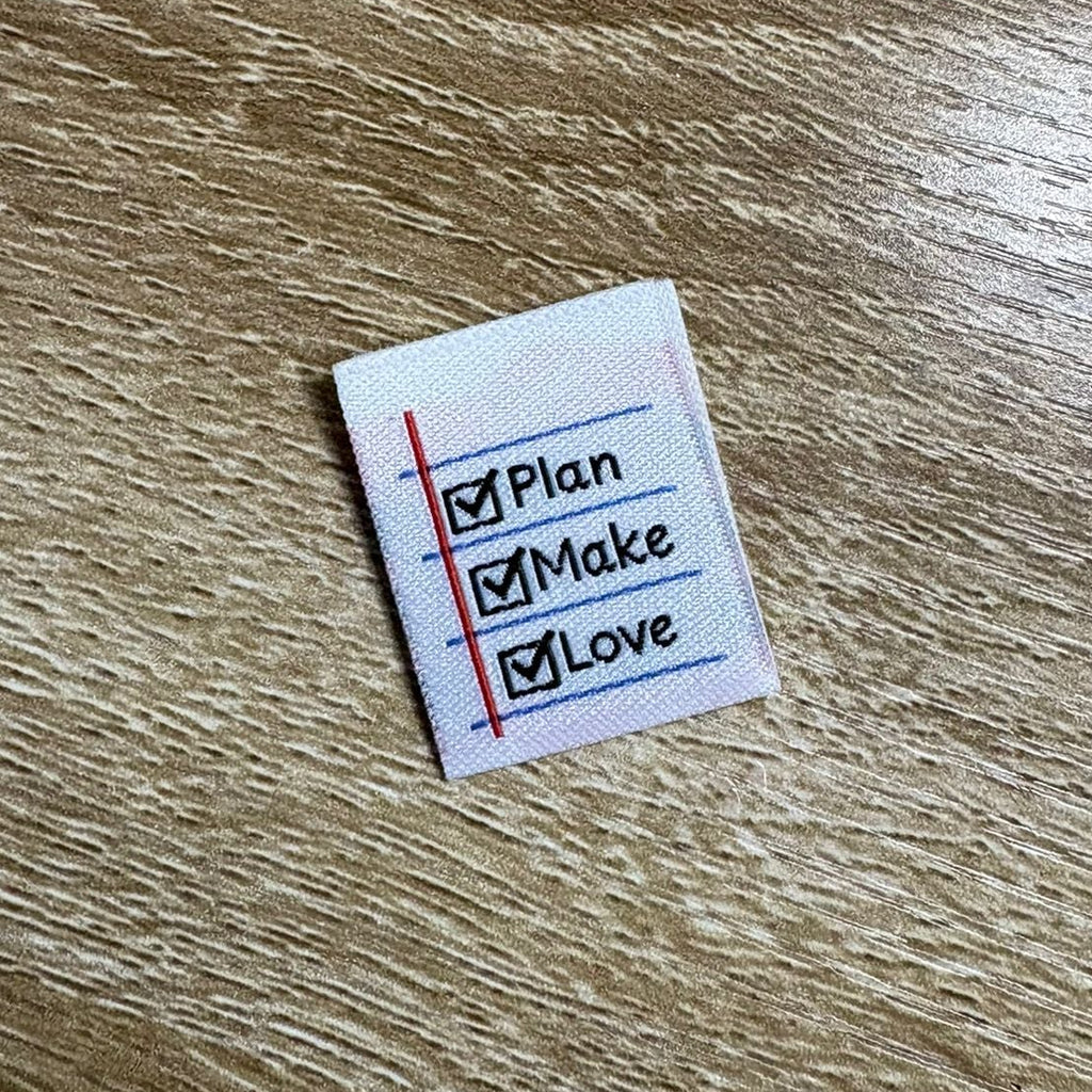 Plan Make Love - 6 Large Woven Folded Labels