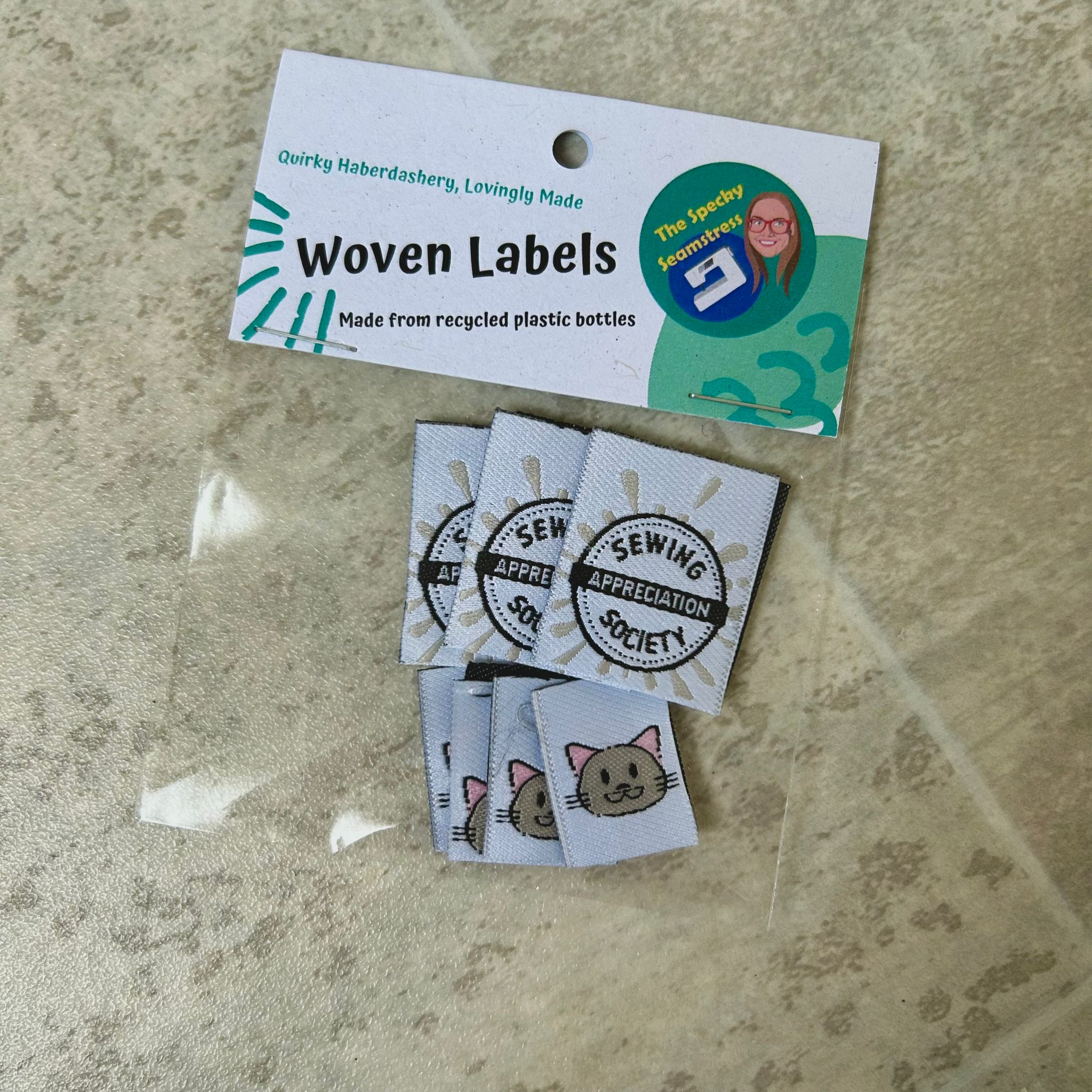 Sewing Appreciation Society and Mini Kitty Cat - TLC Month 8 Mixed Woven Labels image 0