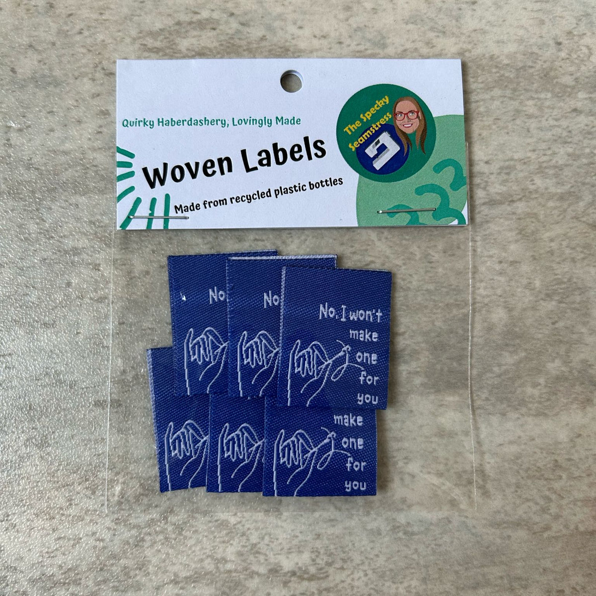 98208 Label No I Won't - 6 Large Folded Woven Labels – The Specky Seamstress