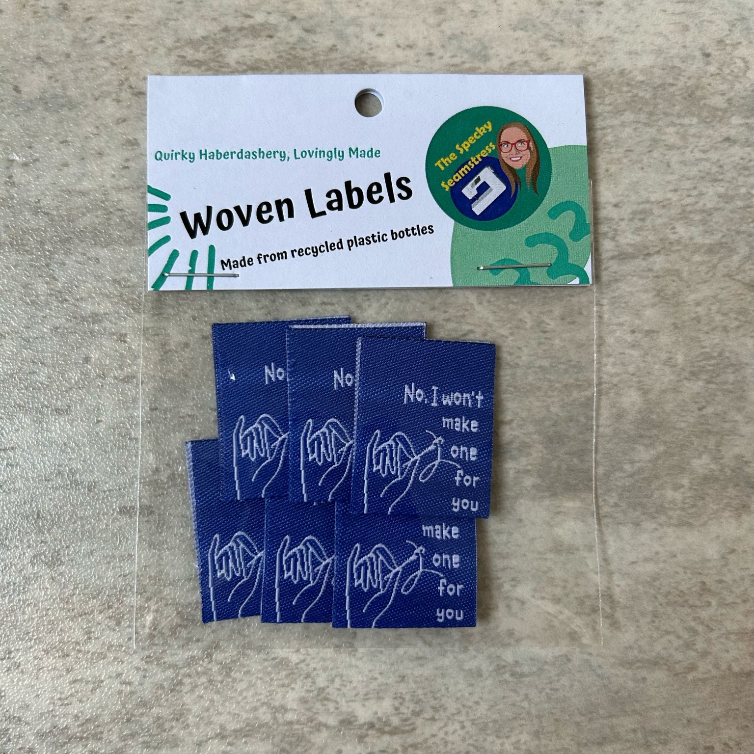 No I Won't - 6 Large Folded Woven Labels image 0
