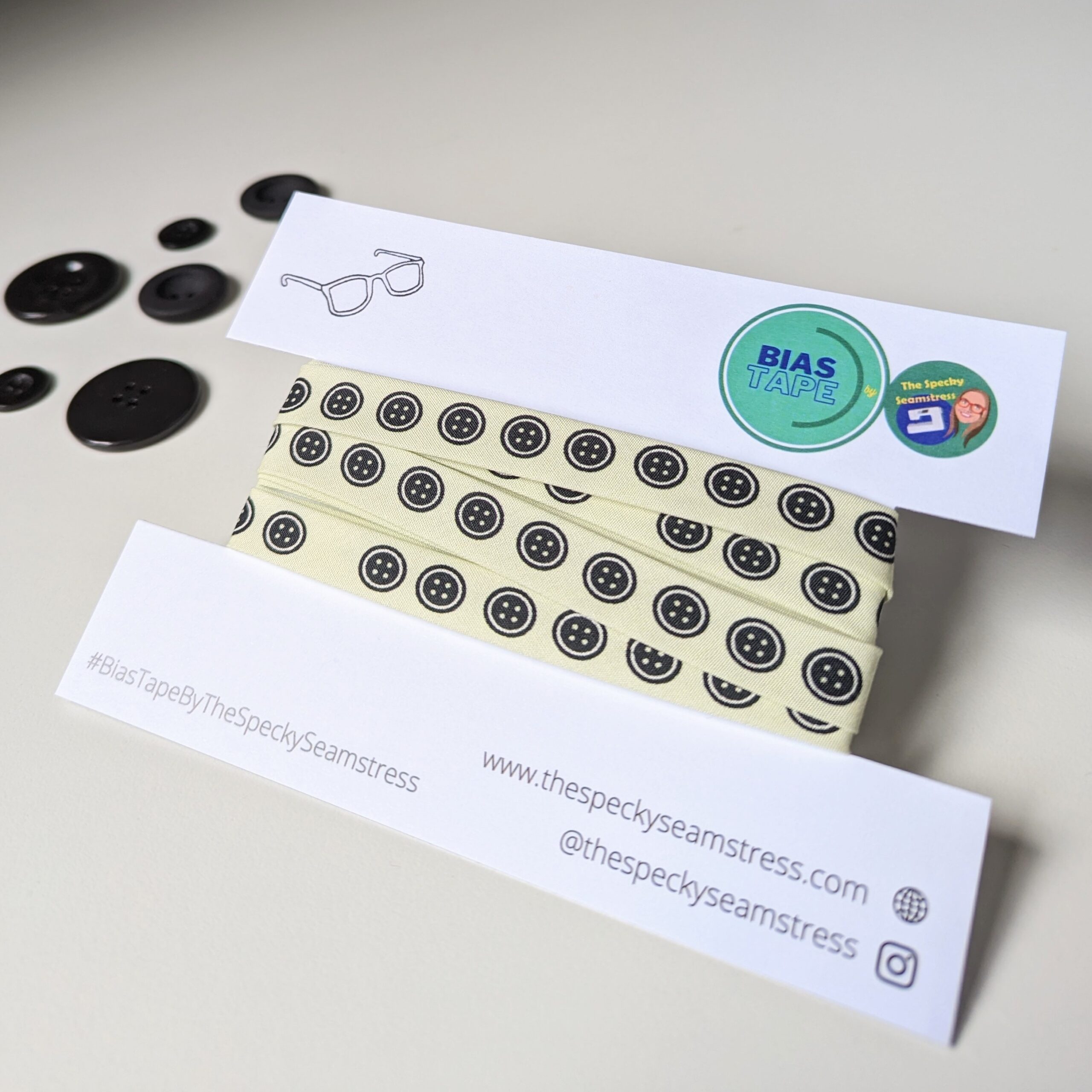 Monochrome Buttons Bias Tape