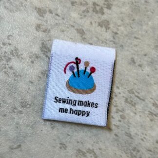 Sewing Makes Me Happy  - 6 Large Woven Folded Labels
