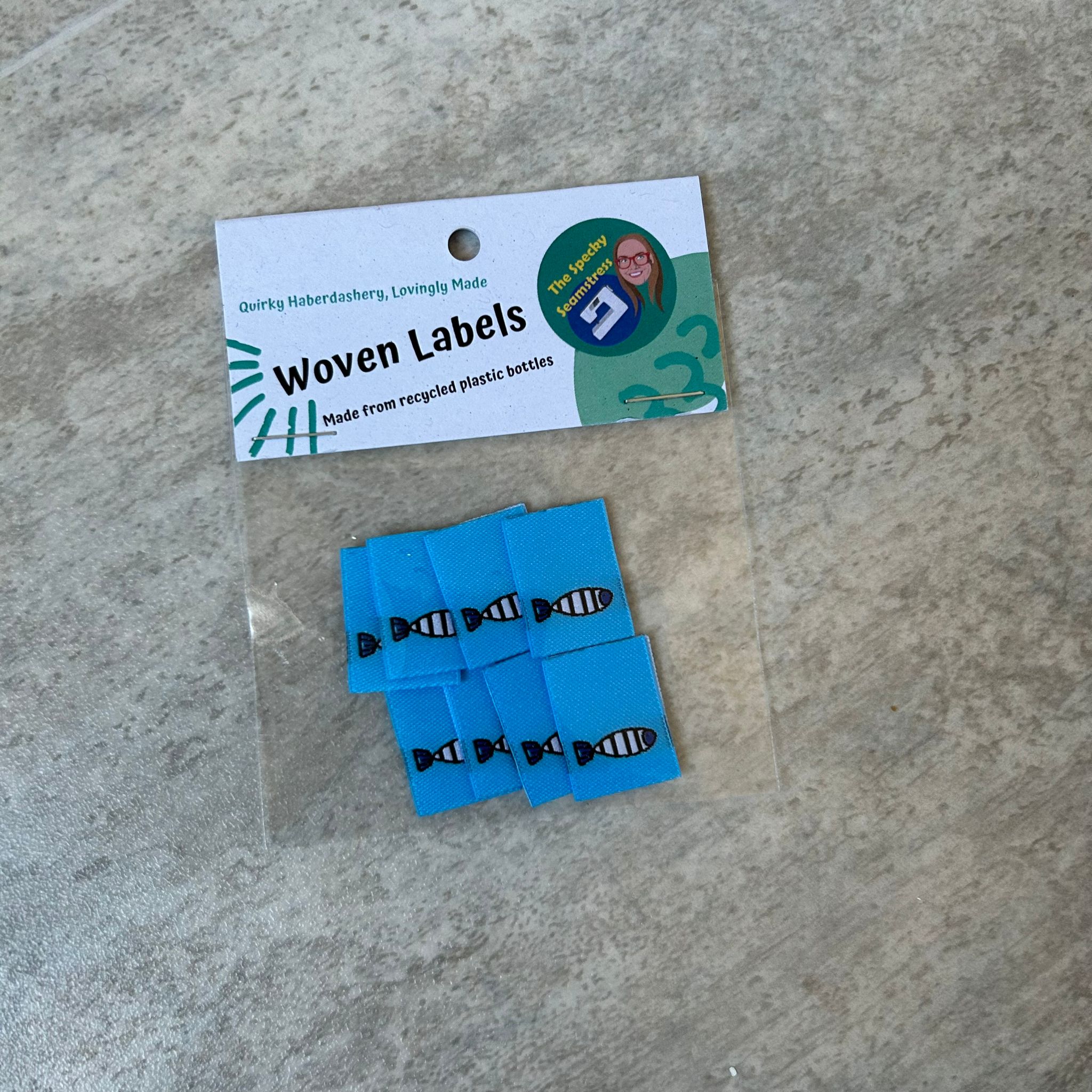 Mini Fish - 8 Mini Woven Labels