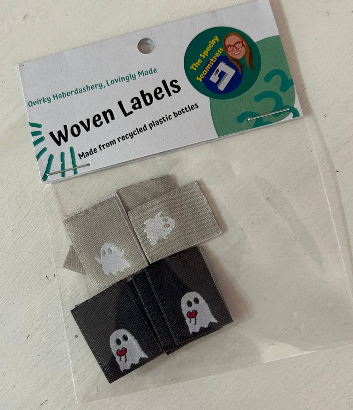 Mini Ghosts - 8 Mini Woven Labels